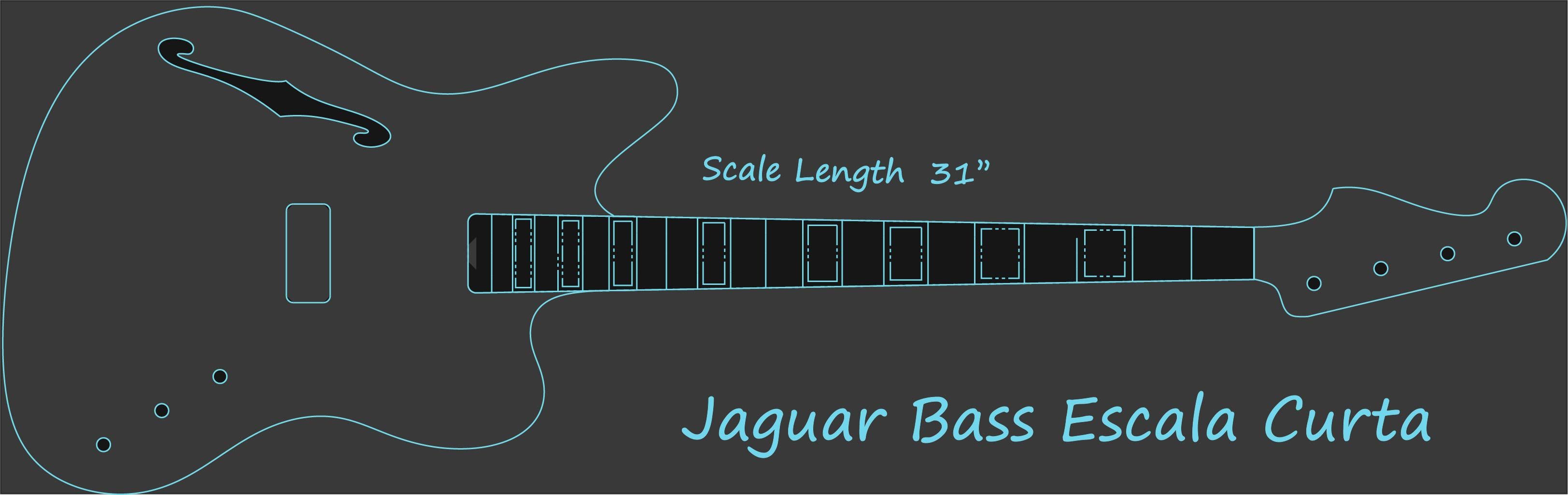 Desenho de Jaguar Bass Escala Curta