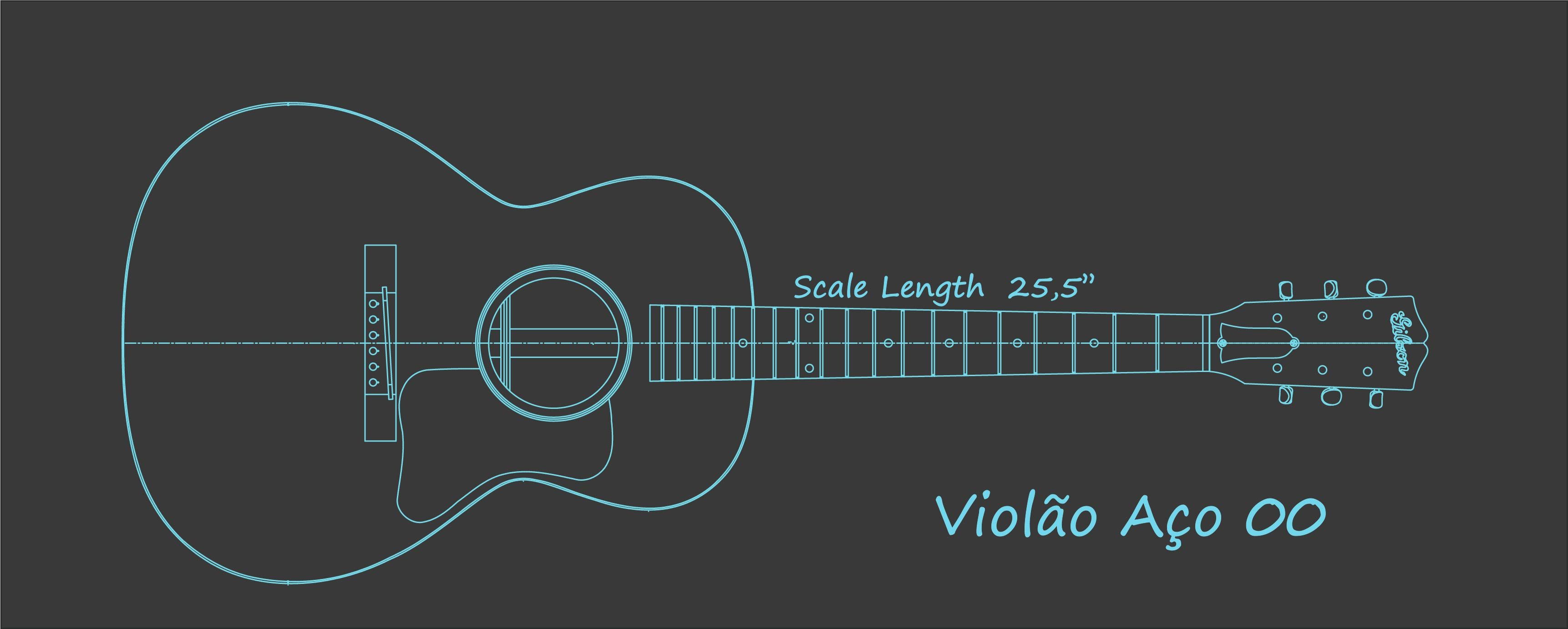 Desenho de Violão Aço 00