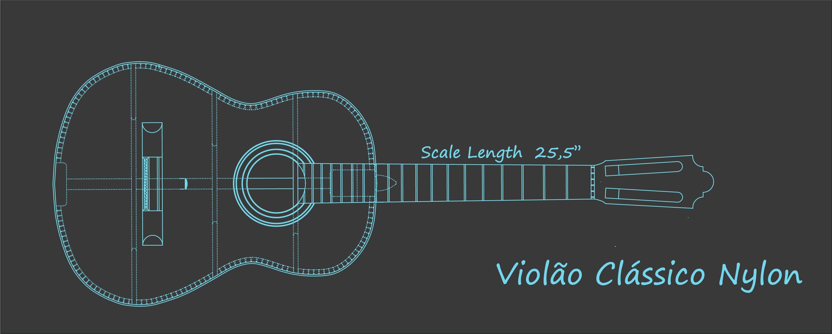 Desenho de Violão Clássico Nylon